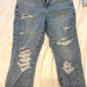 Distressed Blue Jeans